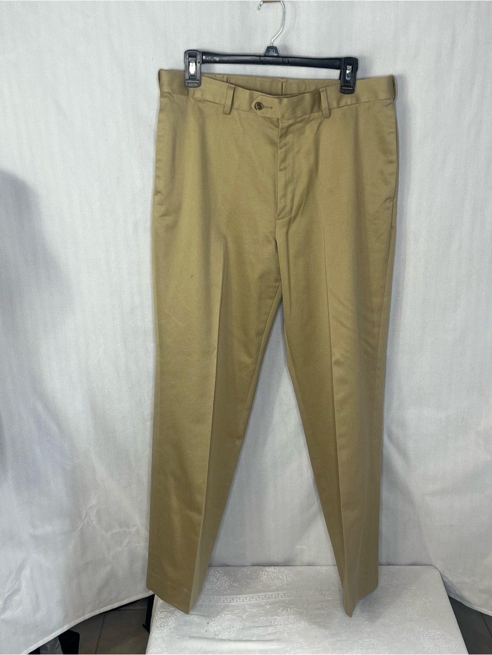 Perry Ellis Portfolio Men’s Pants Tan Chino’s Flat Front Straight Leg 32X30👍